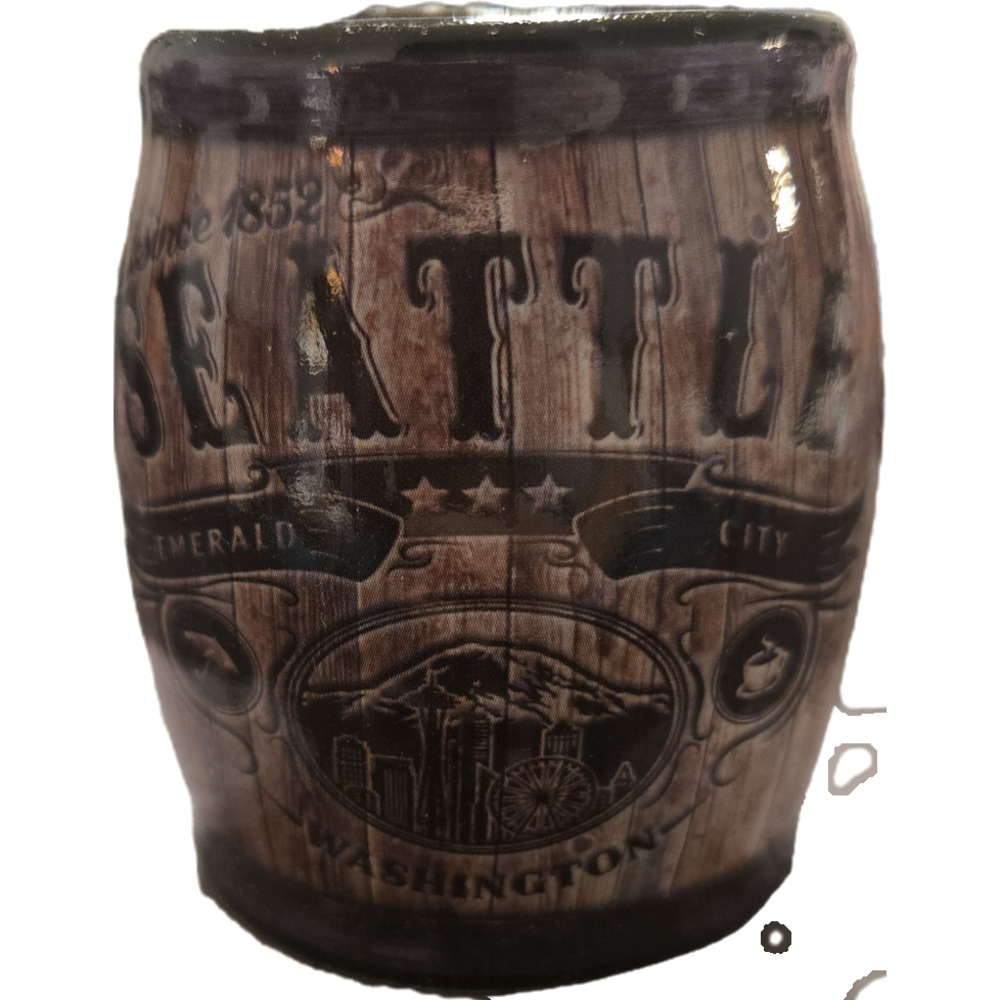 Seattle Washington Emerald City Wooden Barrel Style Shot Glass